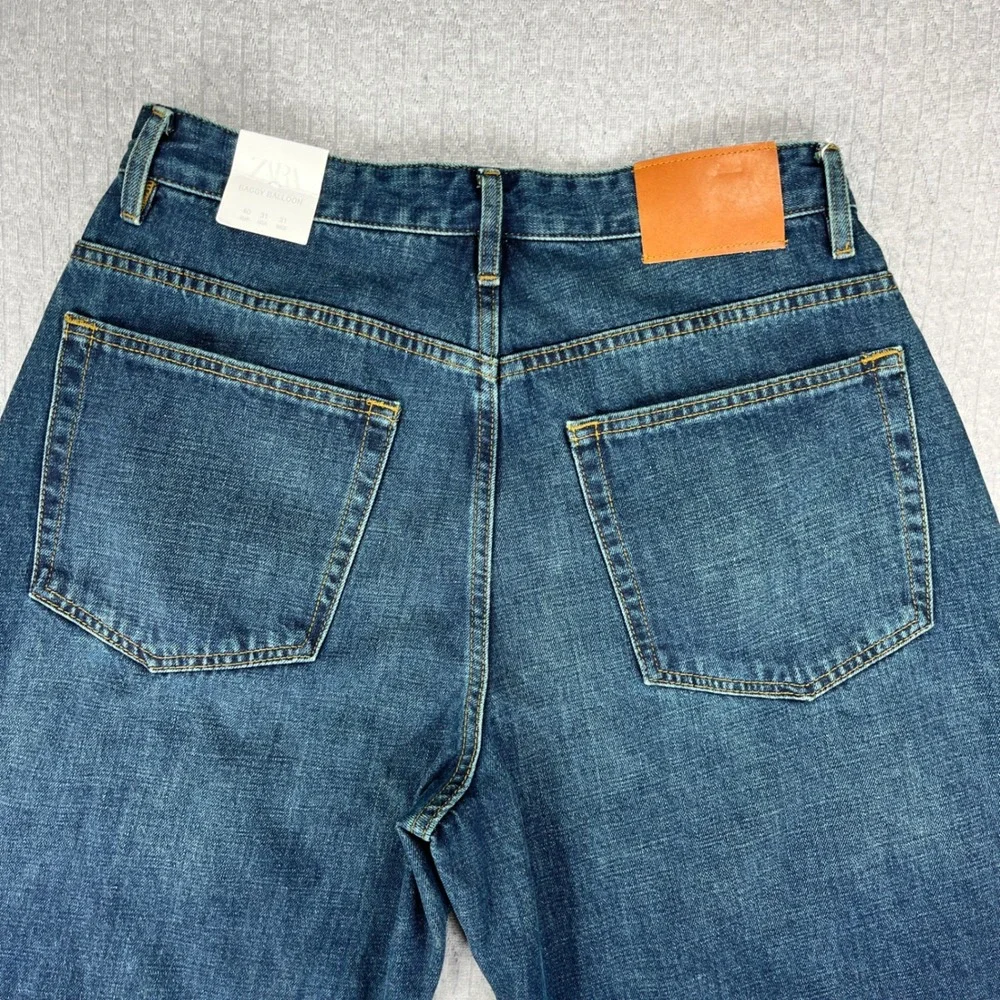 New Zara baggy balloon wide leg Jeans Women 31 Blue High Rise Button Fly Denim - Picture 10 of 15